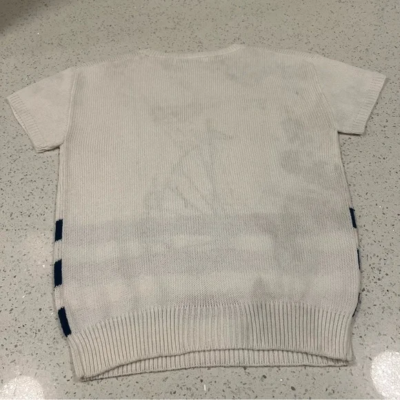 Vintage BARBRA SUE Nautical White and Navy Crew Neck Sweater | Short Sleeves | M - Picture 11 of 12